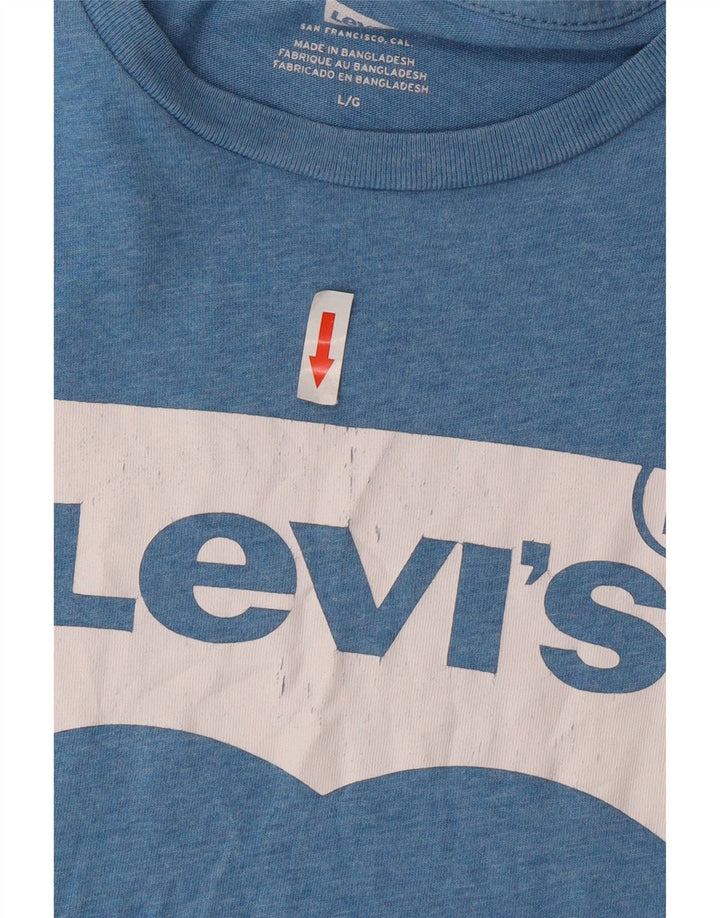 Męski T-shirt z grafiką Levi's, duży, niebieski, bawełniany