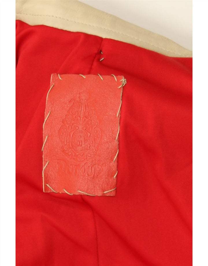 DONDUP Womens Leather Jacket UK 16 Large Beige Colourblock Leather Vintage Dondup and Second-Hand Dondup from Messina Hembry 