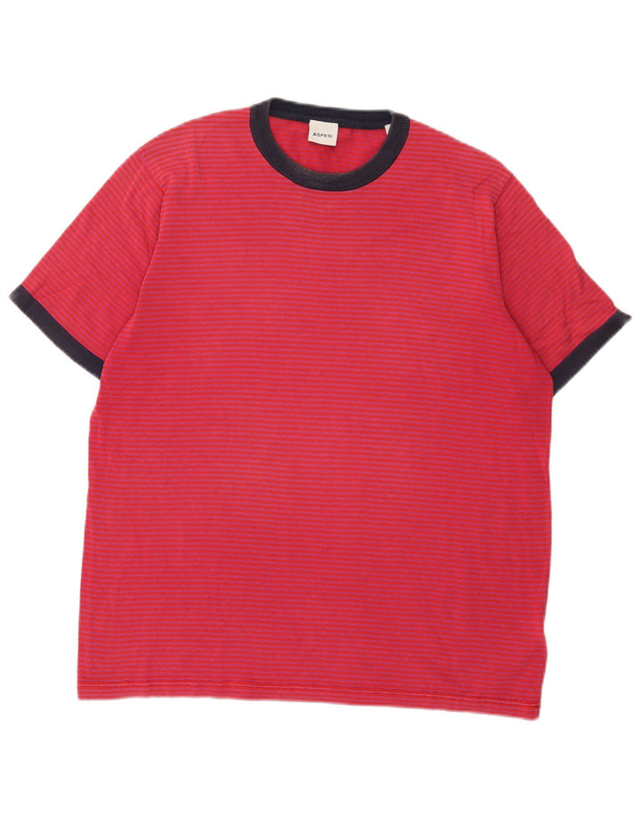 T-shirt męski Aspesi Top IT 48 Średnio czerwony, bawełniany w prążki