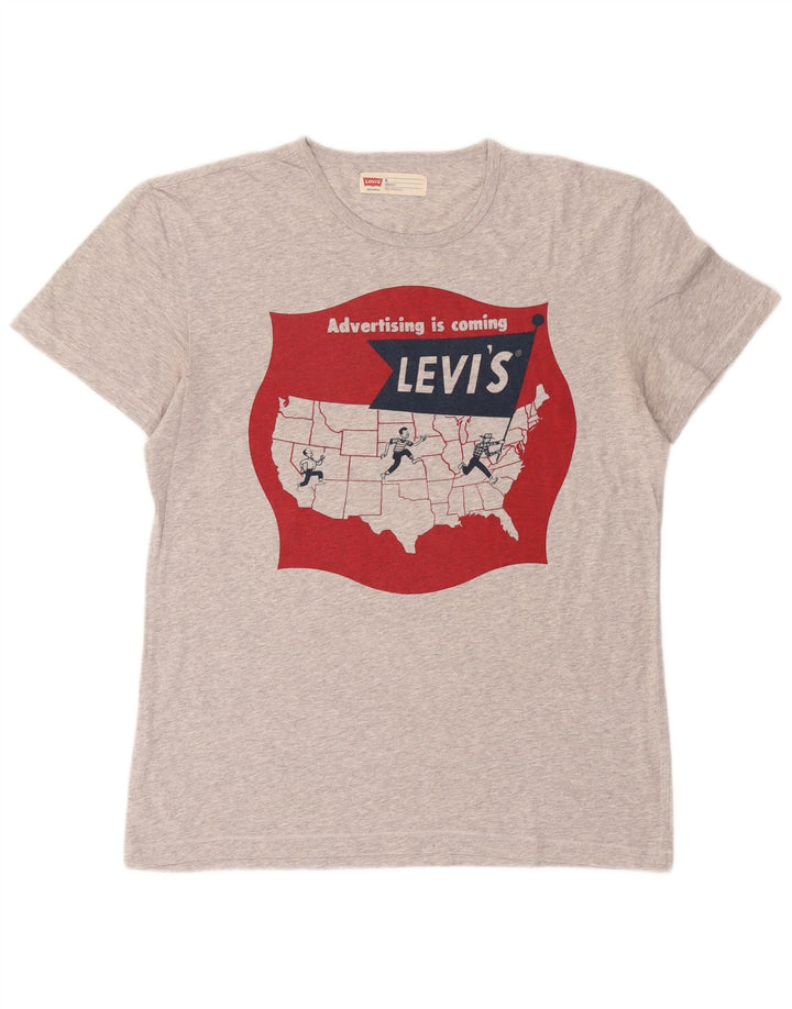 Męska koszulka Levi's o standardowym kroju z grafiką, średnia szara bawełna