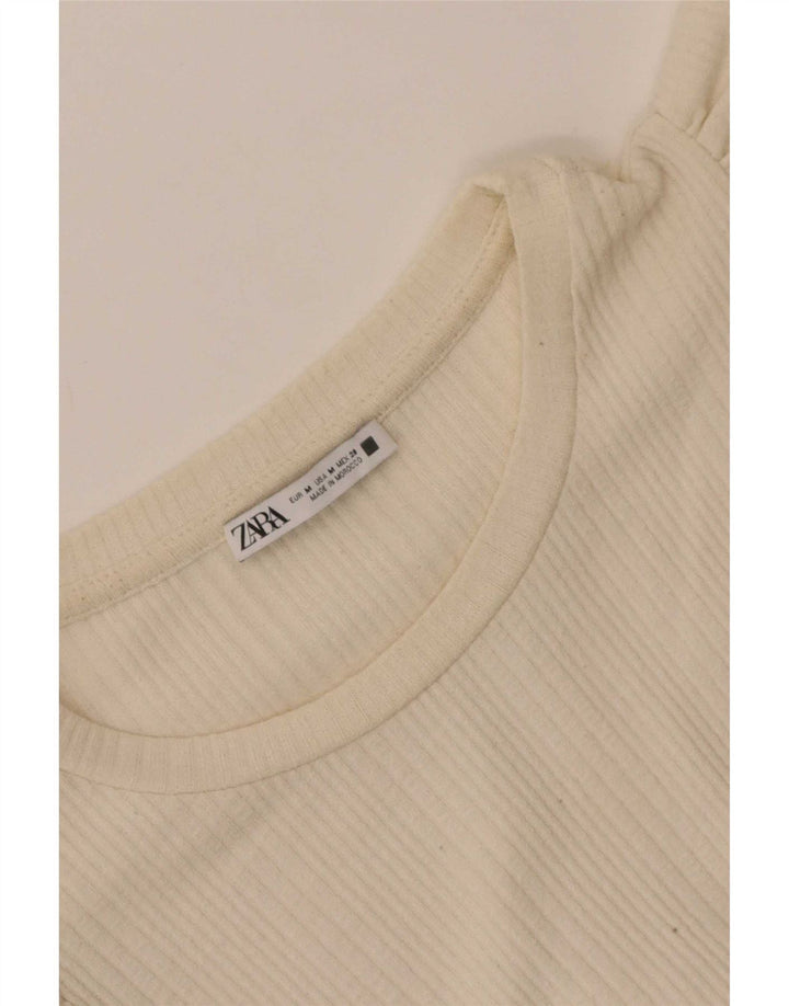 Damska bluzka Zara Crop Top UK 12 średni beż