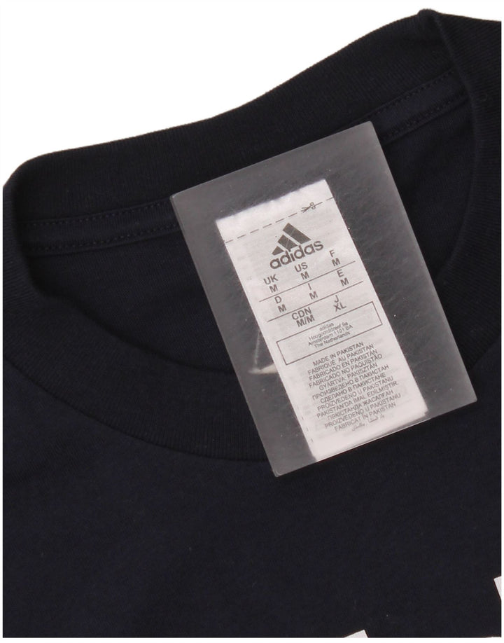 Męska koszulka z grafiką Adidas, średnia, granatowa, bawełniana