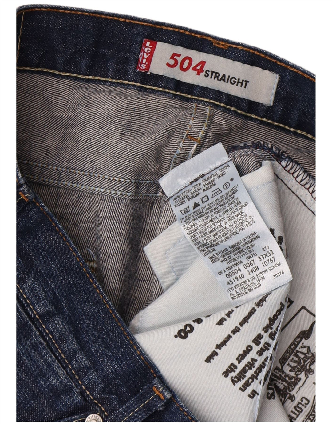 Męskie jeansy Levi's 504 Straight W33 L32 Niebieskie bawełniane