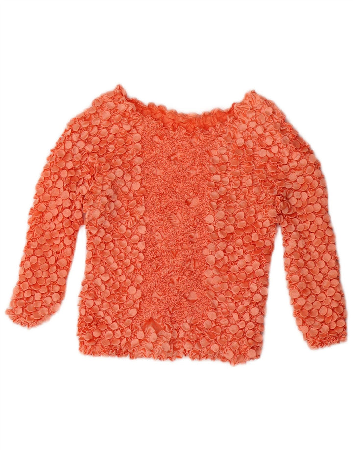 Vintage damska bluzka z krótkim rękawem 3/4, UK 10, mały, czerwony poliester