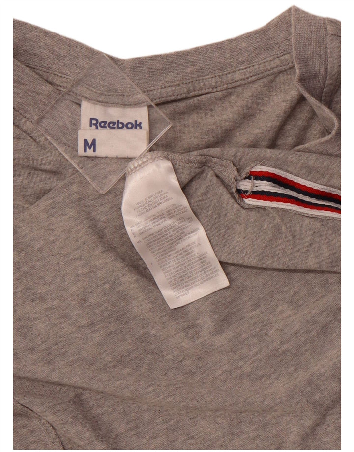 Damska koszulka klasyczna z grafiką REEBOK Top UK 12, średnia szara bawełna