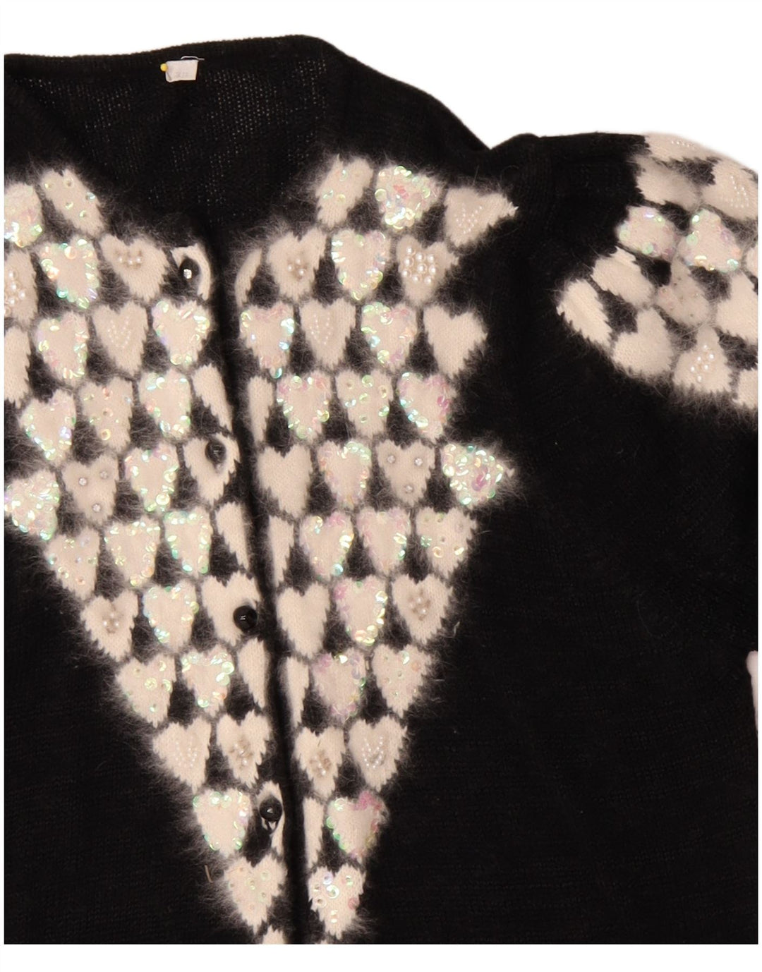 Sweter damski w stylu vintage, EU 38, średni czarny, poliakrylowe serce