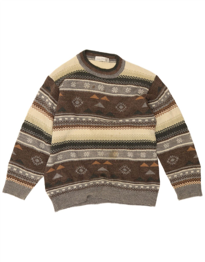 Marks & Spencer Męski sweter St. Michael z okrągłym dekoltem, mały, brązowy