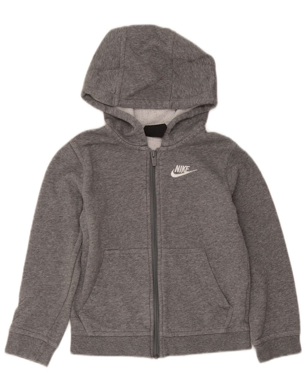 Chłopięcy sweter z kapturem i zamkiem Nike, 6-7 lat XS, szara, nakrapiana bawełna