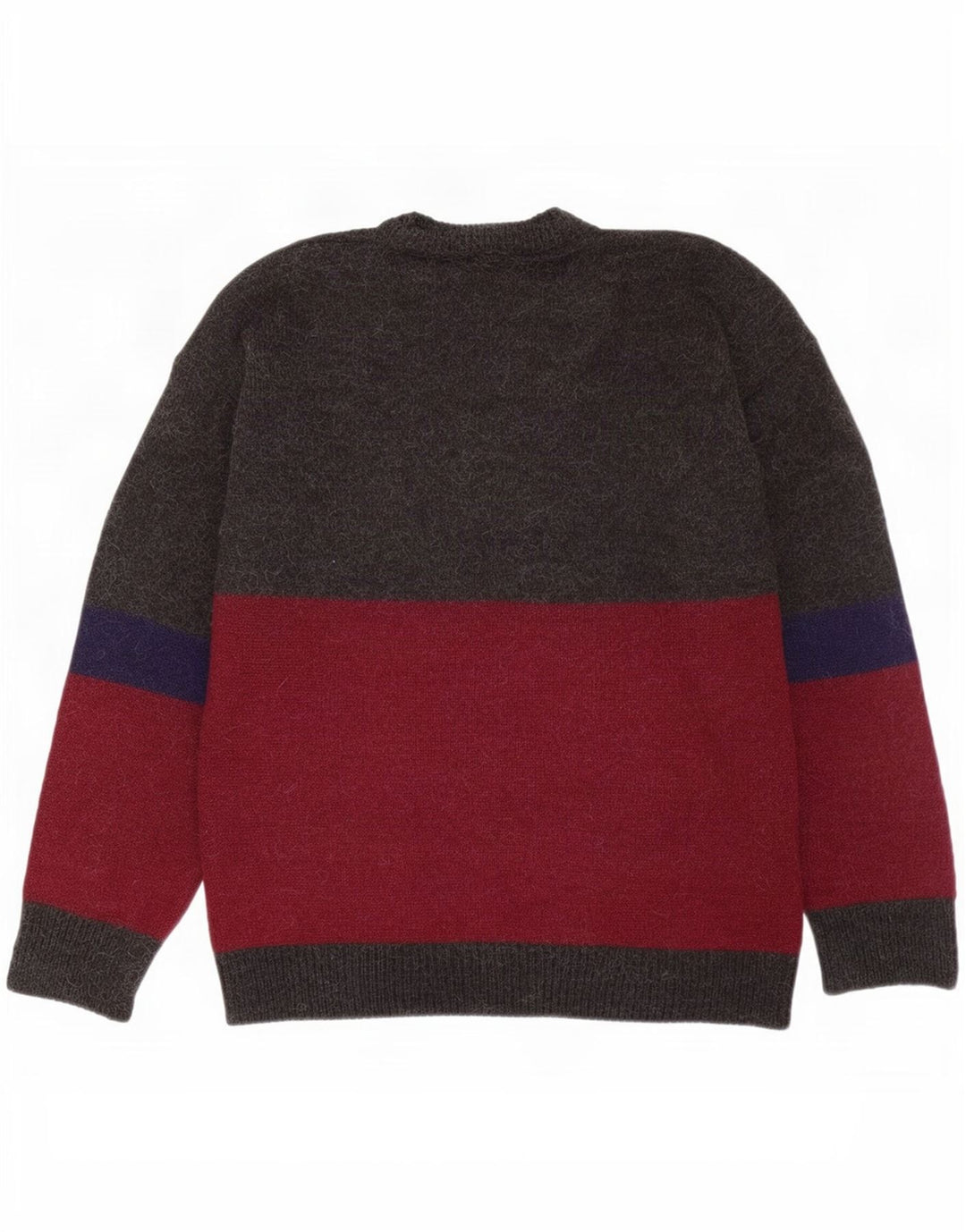 Męski sweter w stylu vintage z okrągłym dekoltem, duży, wielobarwny blok kolorów