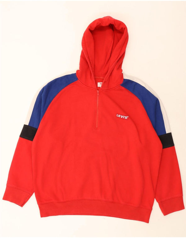 Damski sweter oversize z kapturem Levi's UK 18 XL, bawełniany w kolorze czerwonym