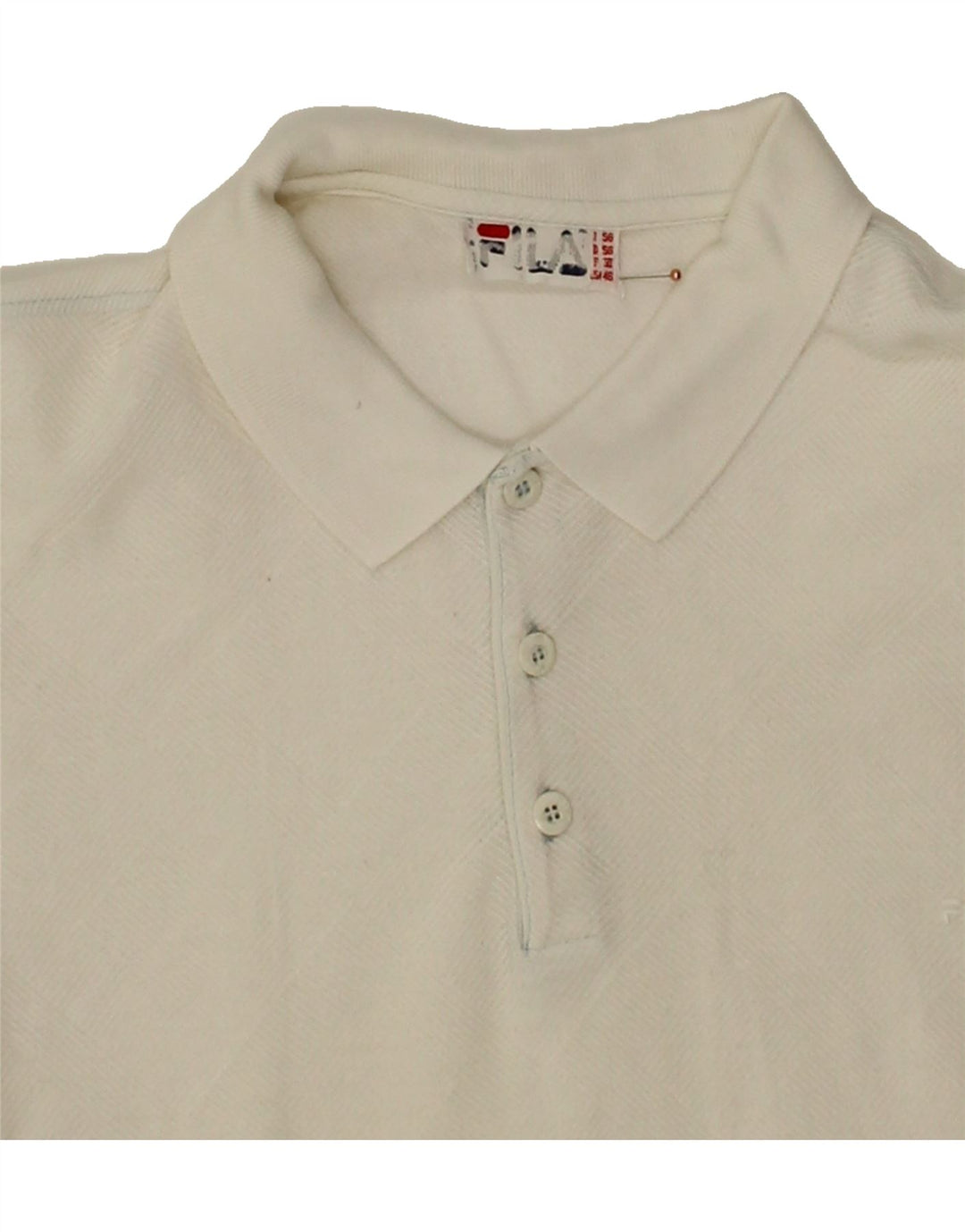 FILA Mens Polo Shirt IT 56 2XL White Check Vintage Fila and Second-Hand Fila from Messina Hembry 