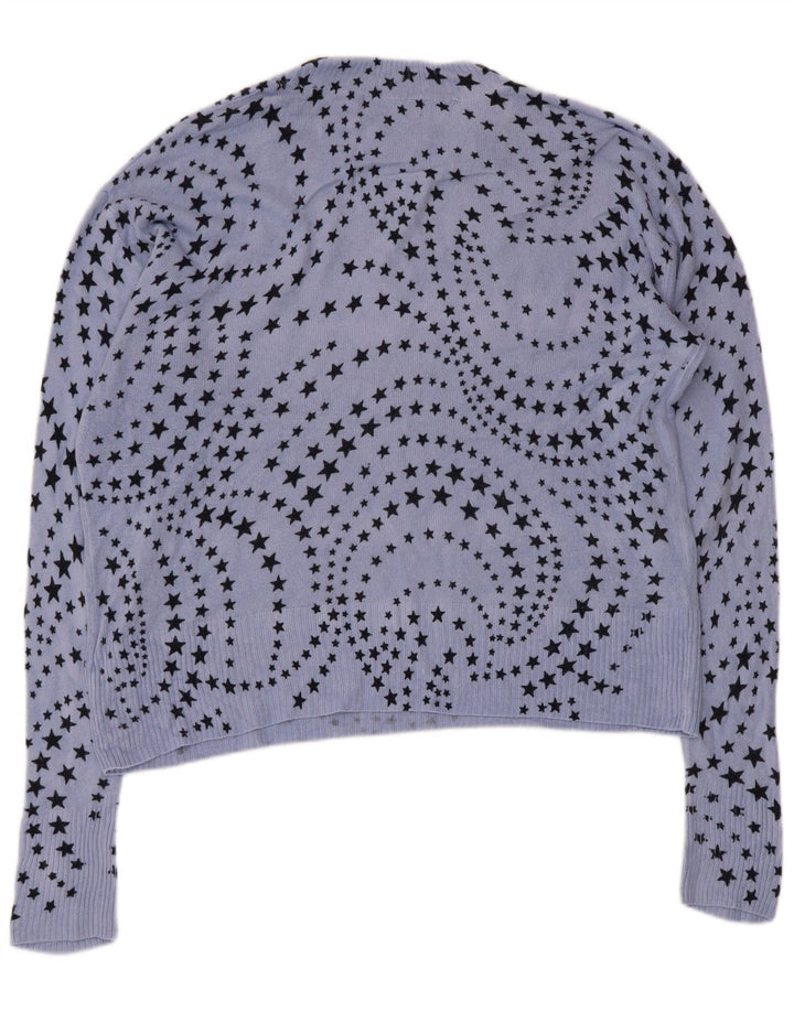 Marks & Spencer Damski sweter z dekoltem w kształcie litery V, UK 14, duży niebieski geometryczny