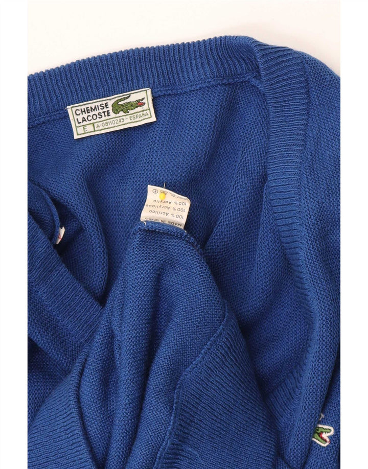 Lacoste Męski sweter z dekoltem w kształcie litery V, średnioniebieski, akrylowy