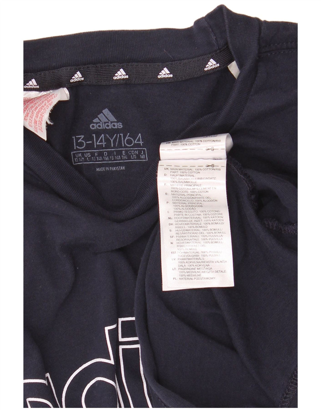 Chłopięcy T-shirt z grafiką ADIDAS, 13-14 lat, granatowa, bawełniana