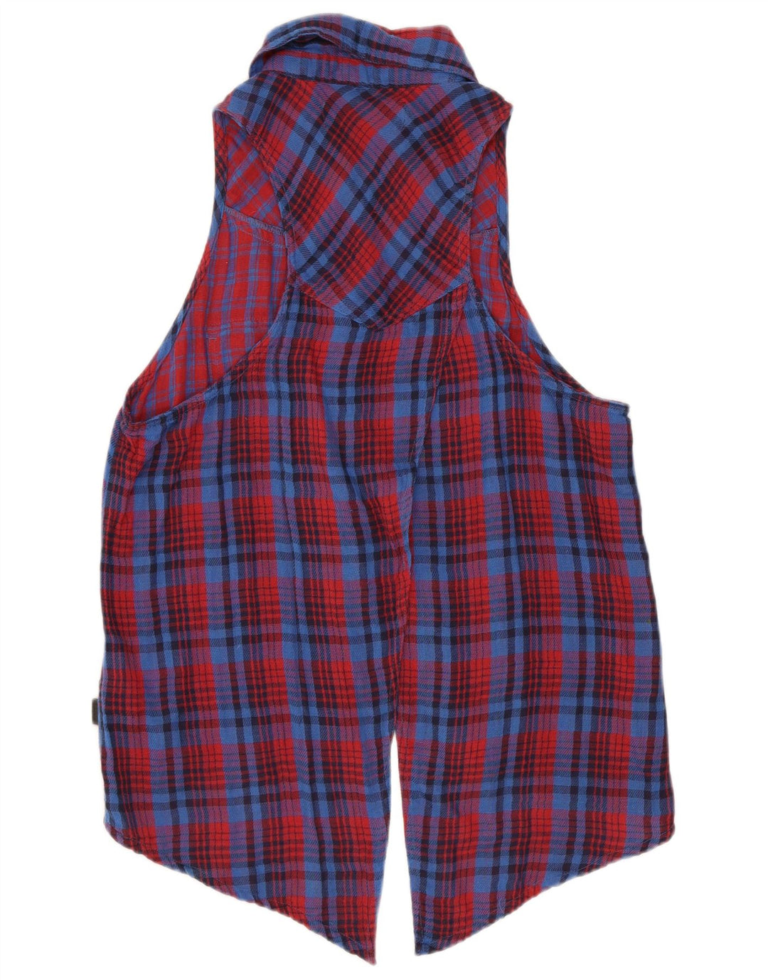 Damska bluzka koszulowa bez rękawów Vans UK 12, bawełniana w średnią czerwoną kratkę