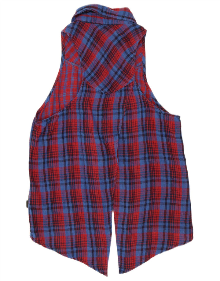 Damska bluzka koszulowa bez rękawów Vans UK 12, bawełniana w średnią czerwoną kratkę