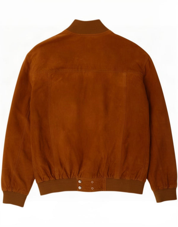 Vintage męska zamszowa kurtka bomber IT 60 5XL brązowa skóra
