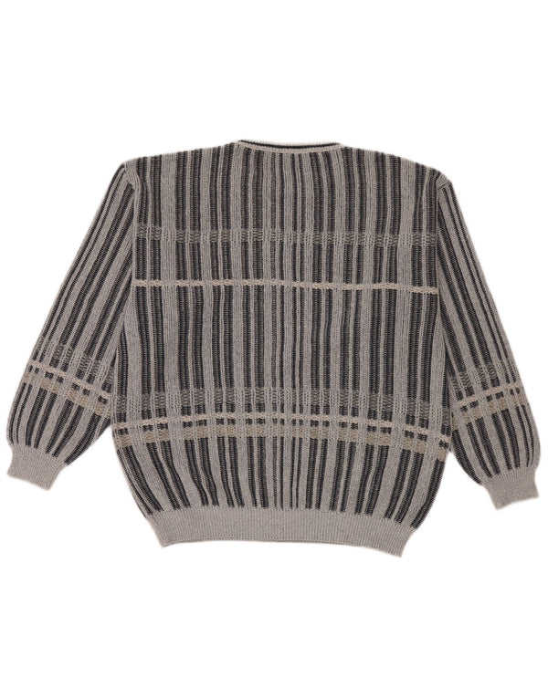 Vintage Mens Boat Neck Jumper Sweater IT 48 Medium Grey Check
