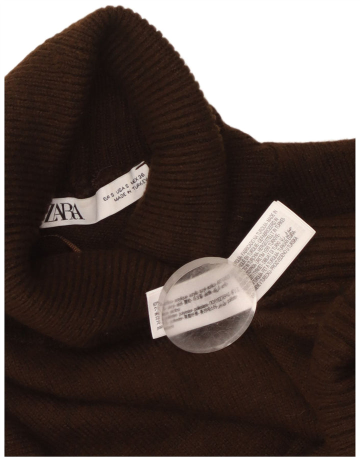 Damski sweter oversize Zara z okrągłym dekoltem UK 10 Small Brown