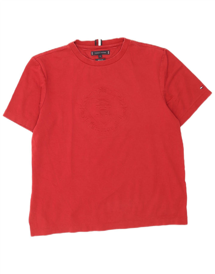 Męska koszulka z grafiką Tommy Hilfiger o regularnym kroju, średnia czerwona bawełna