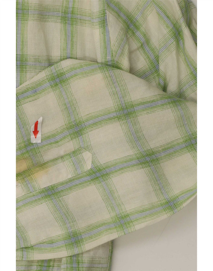 Koszula męska Massimo Dutti rozmiar 44 XL, lniana w zieloną kratkę