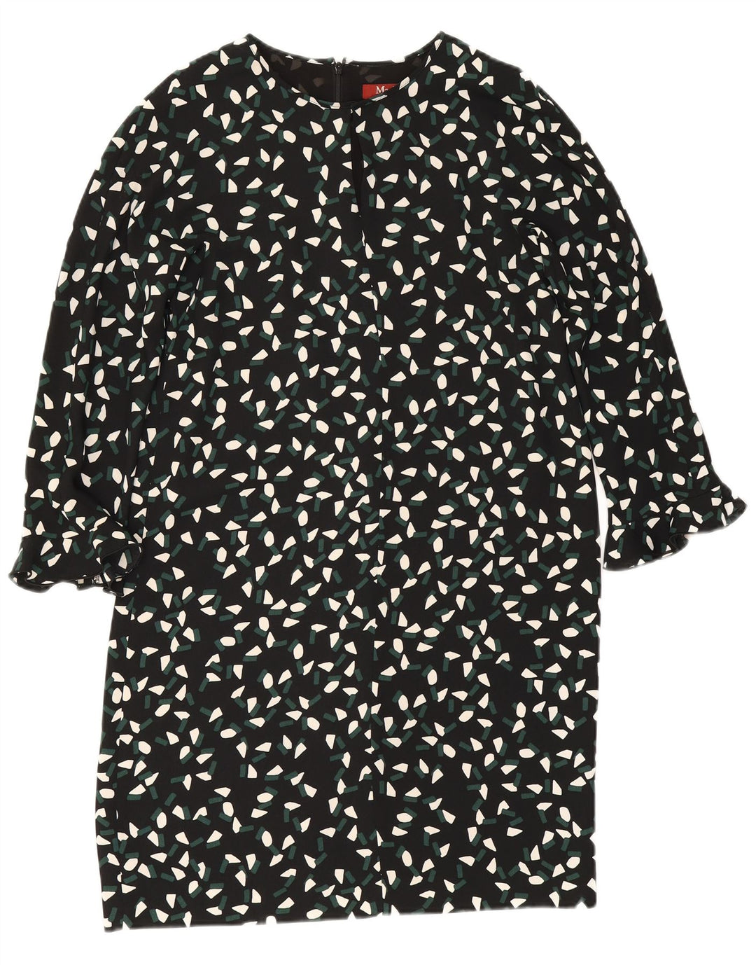 Damska sukienka maxi z rękawem 3/4 Max Mara UK 8, mały, czarny, geometryczny poliester