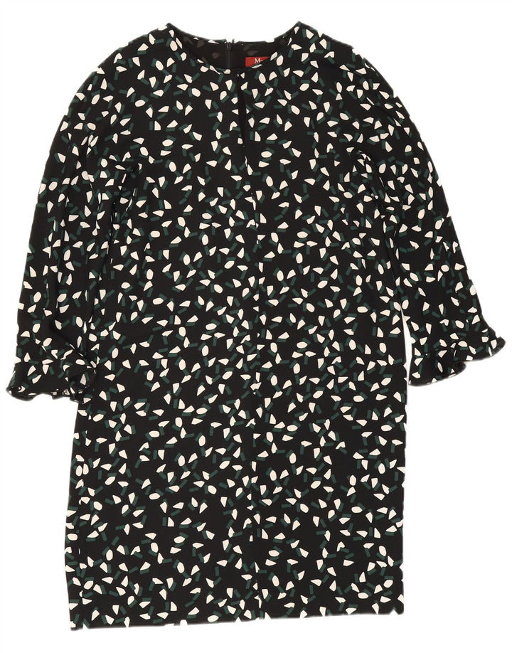 Damska sukienka maxi z rękawem 3/4 Max Mara UK 8, mały, czarny, geometryczny poliester