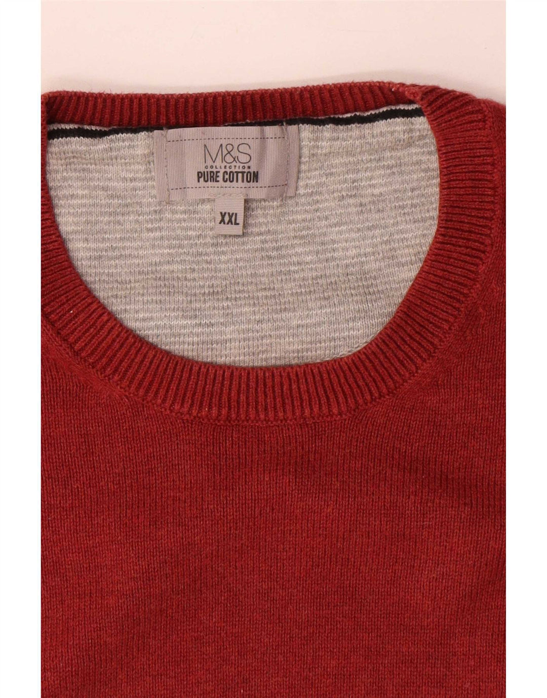 Marks & Spencer Męski sweter z okrągłym dekoltem, 2XL, czerwony, bawełniany