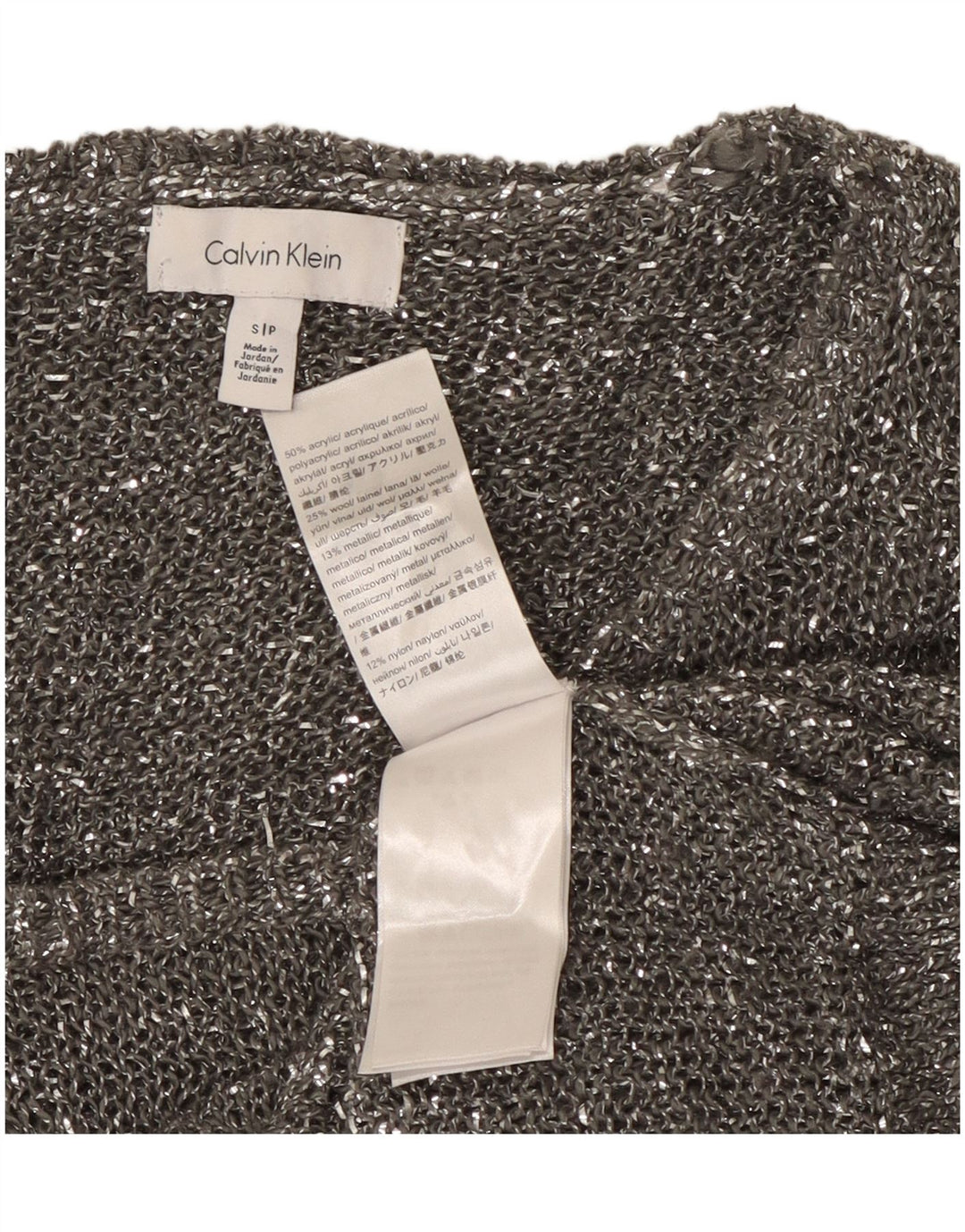 Sweter damski Calvin Klein z dekoltem w łódkę UK 10, mały, szary, nowoczesny