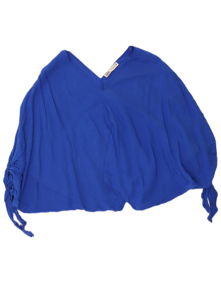 Damska bluzka oversize Zara Crop Top UK 14 Średni niebieski wiskoza