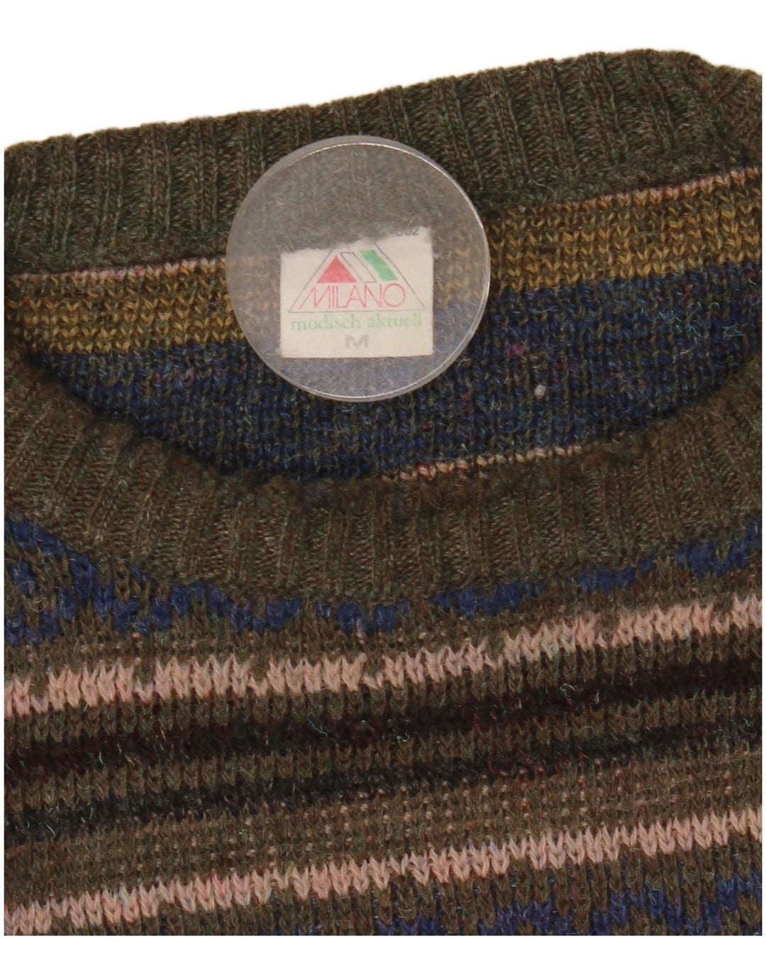 Vintage męski sweter z okrągłym dekoltem, średni, wielokolorowy Fair Isle