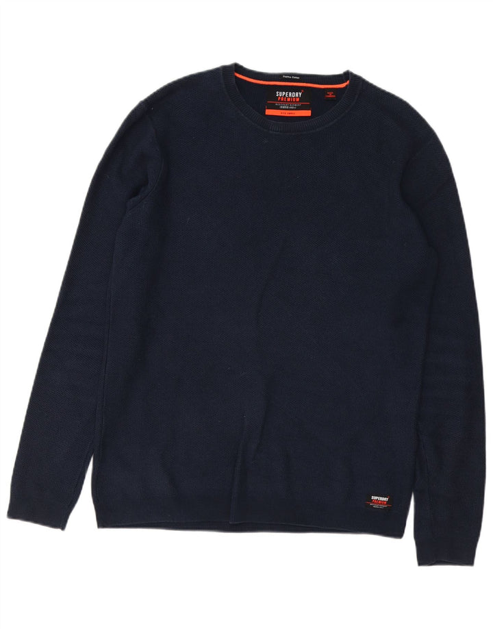 Męski sweter Superdry z okrągłym dekoltem, mały, granatowy, bawełniany