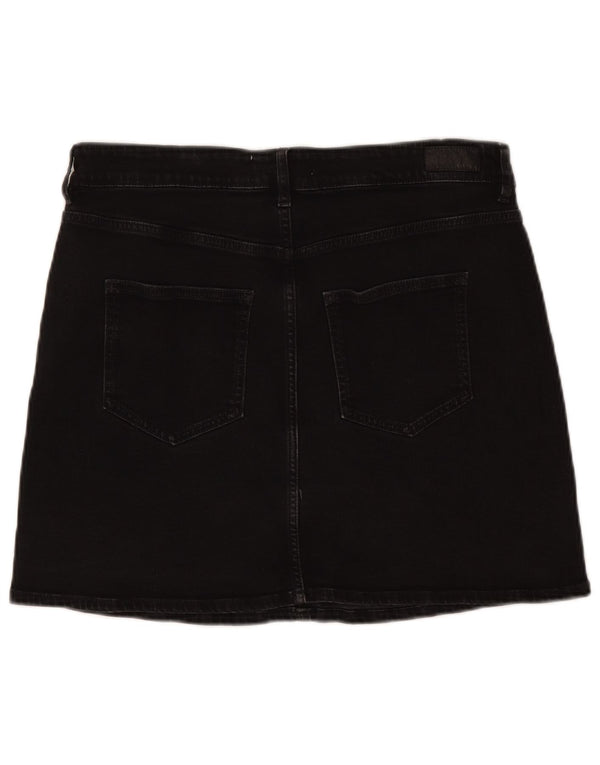Damska mini spódniczka dżinsowa Fat Face UK 12 Medium W32 Czarna bawełna