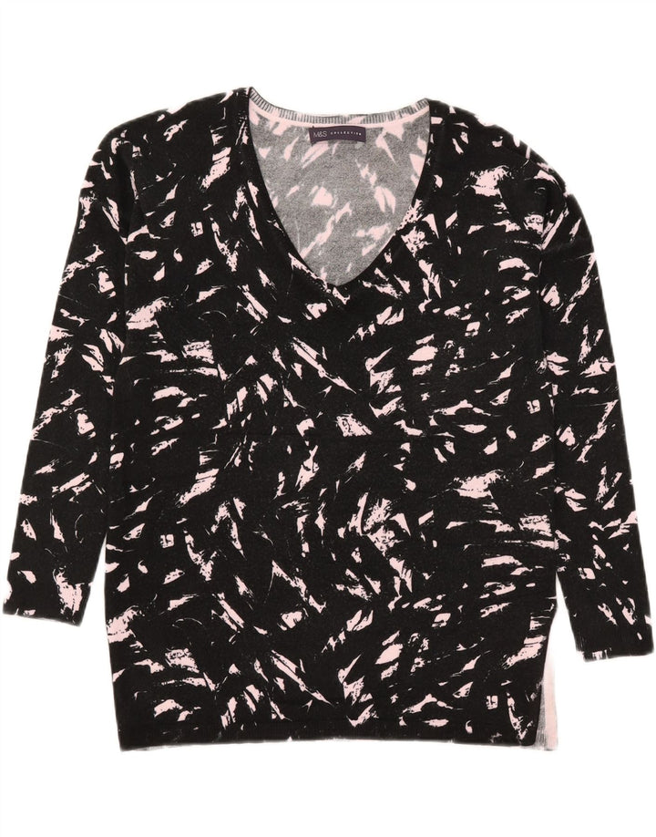 Marks & Spencer Damski sweter z dekoltem w kształcie litery V, UK 8, mały, czarny
