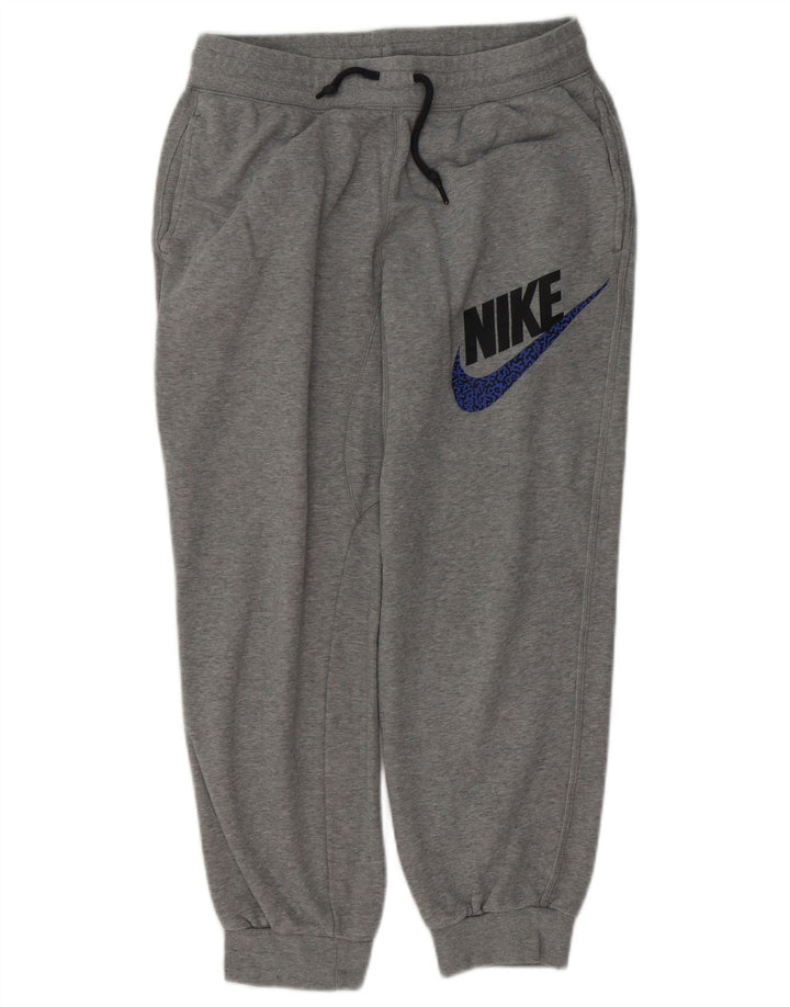 Męskie spodnie dresowe NIKE z grafiką, średnioszare, bawełniane