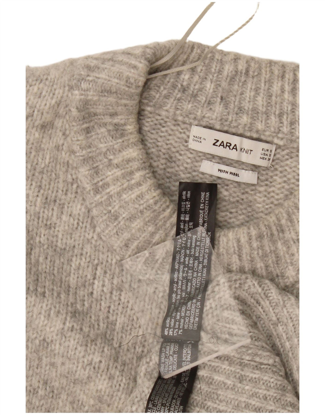 Sweter damski Zara Oversize z okrągłym dekoltem UK 10 Small Grey Flecked