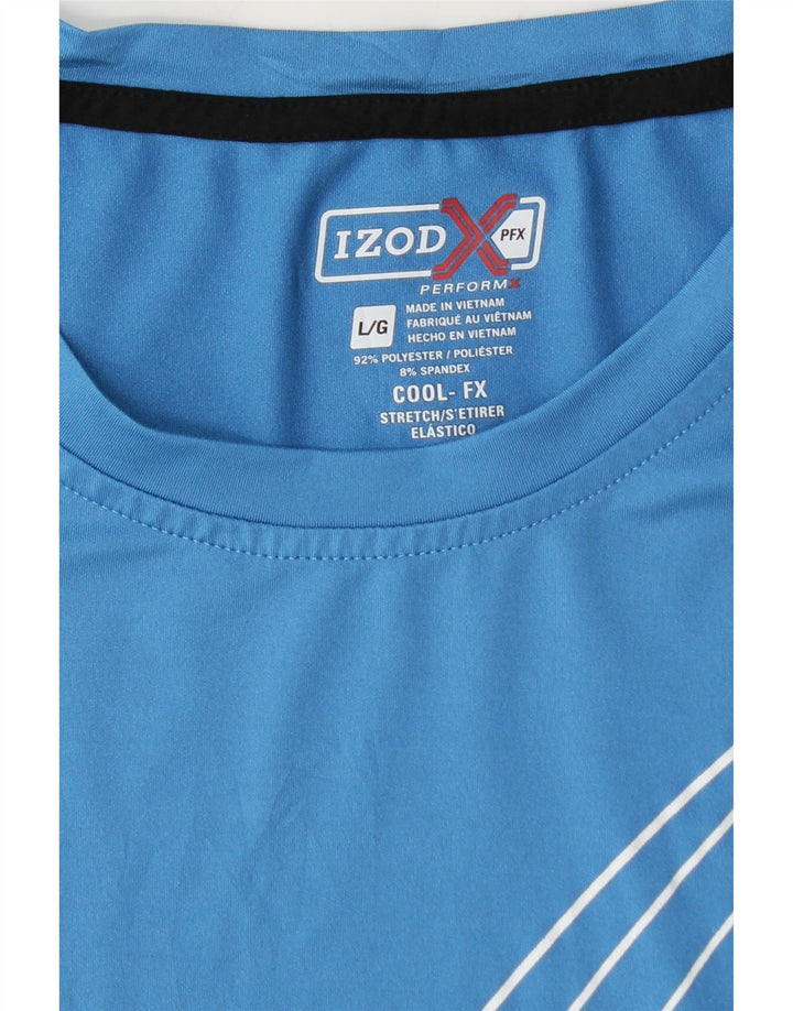 Izod Męski T-shirt Top z poliestru w duże niebieskie paski
