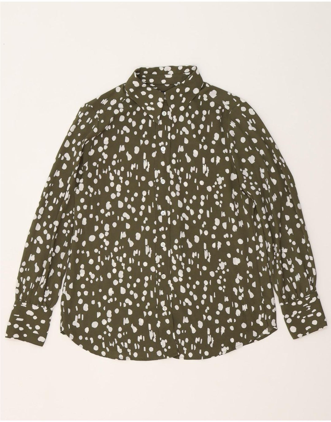 Marks & Spencer Damska koszula oversize UK 10, mała, khaki, nakrapiana, poliester