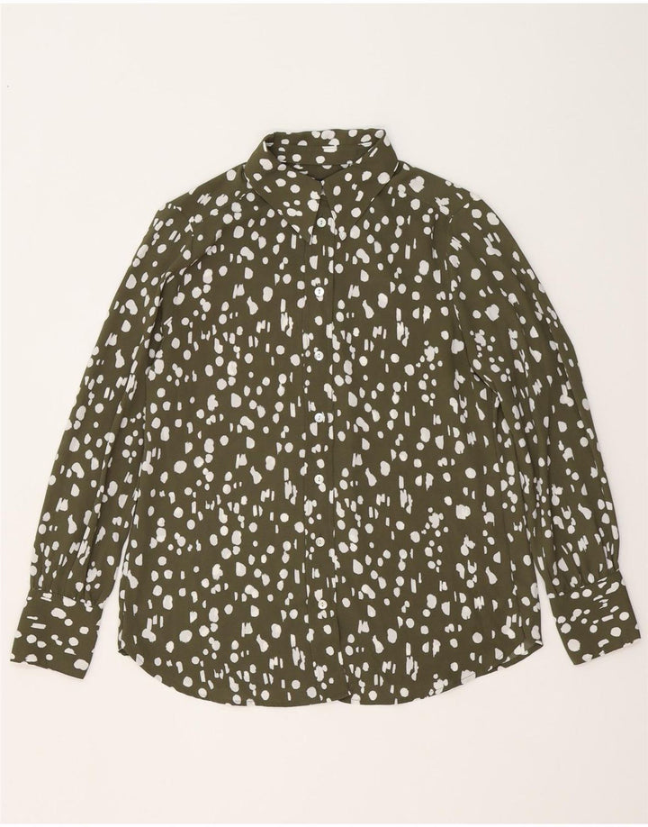 Marks & Spencer Damska koszula oversize UK 10, mała, khaki, nakrapiana, poliester