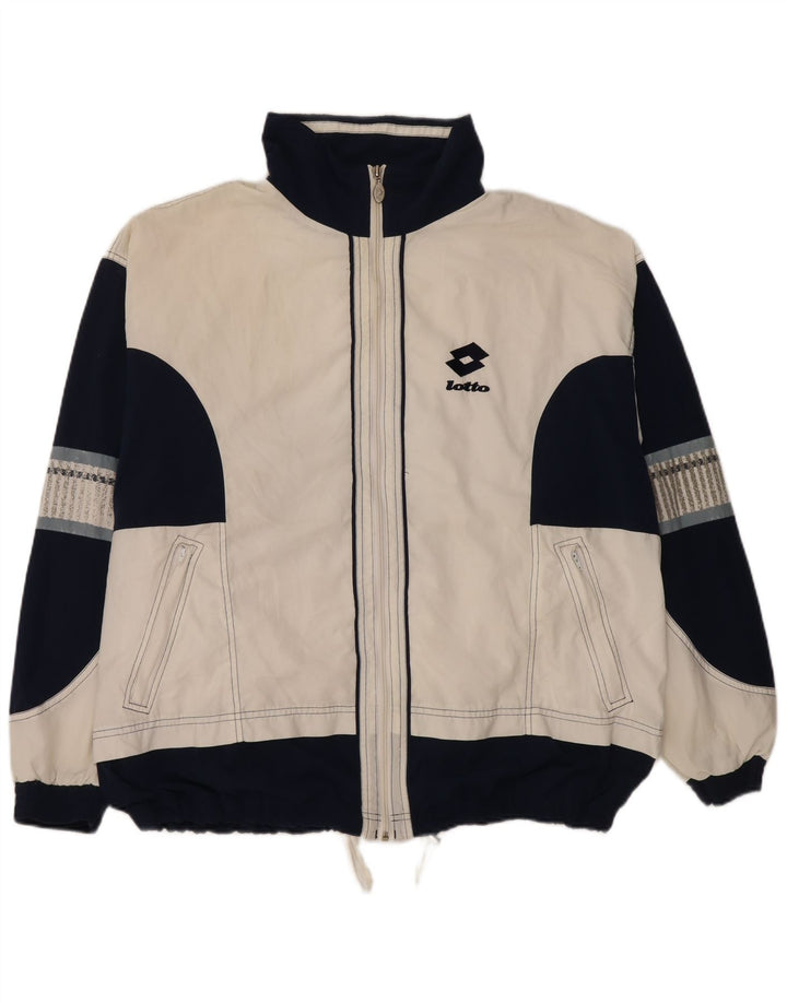 Męska kurtka dresowa LOTTO 2XL Biały poliester z blokami kolorów