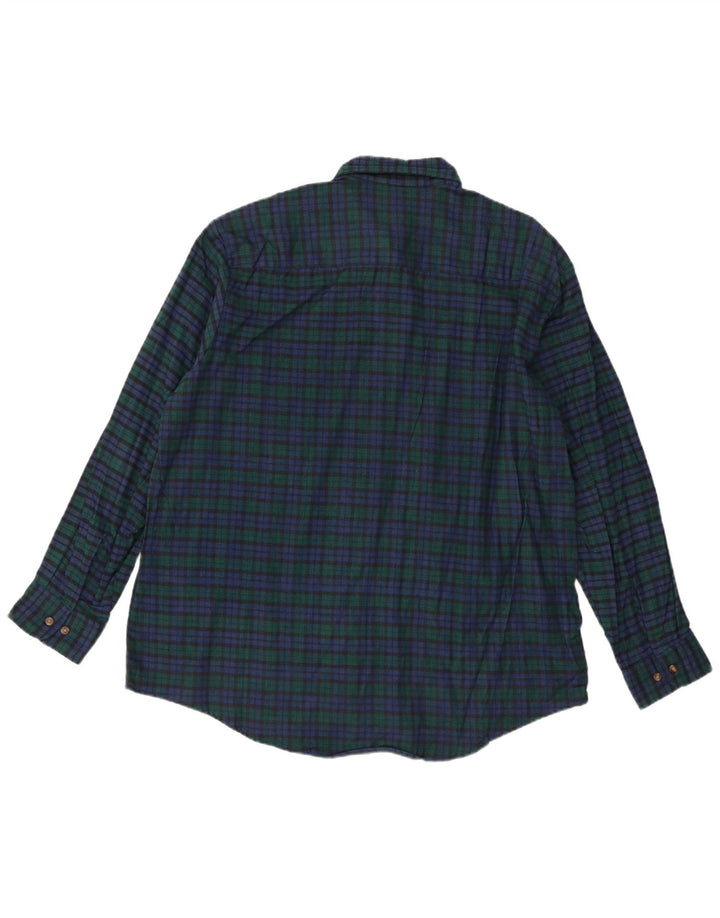 Vintage męska koszula flanelowa XL, bawełniana w zieloną kratkę