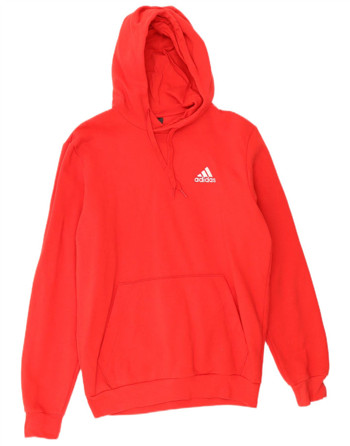 Adidas Męska bluza z kapturem, średnia czerwona, bawełniana