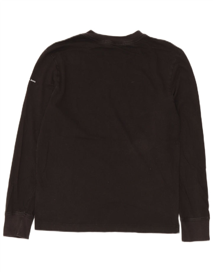 Męskie jeansy Calvin Klein z grafiką, długimi rękawami, małe, czarne, bawełniane