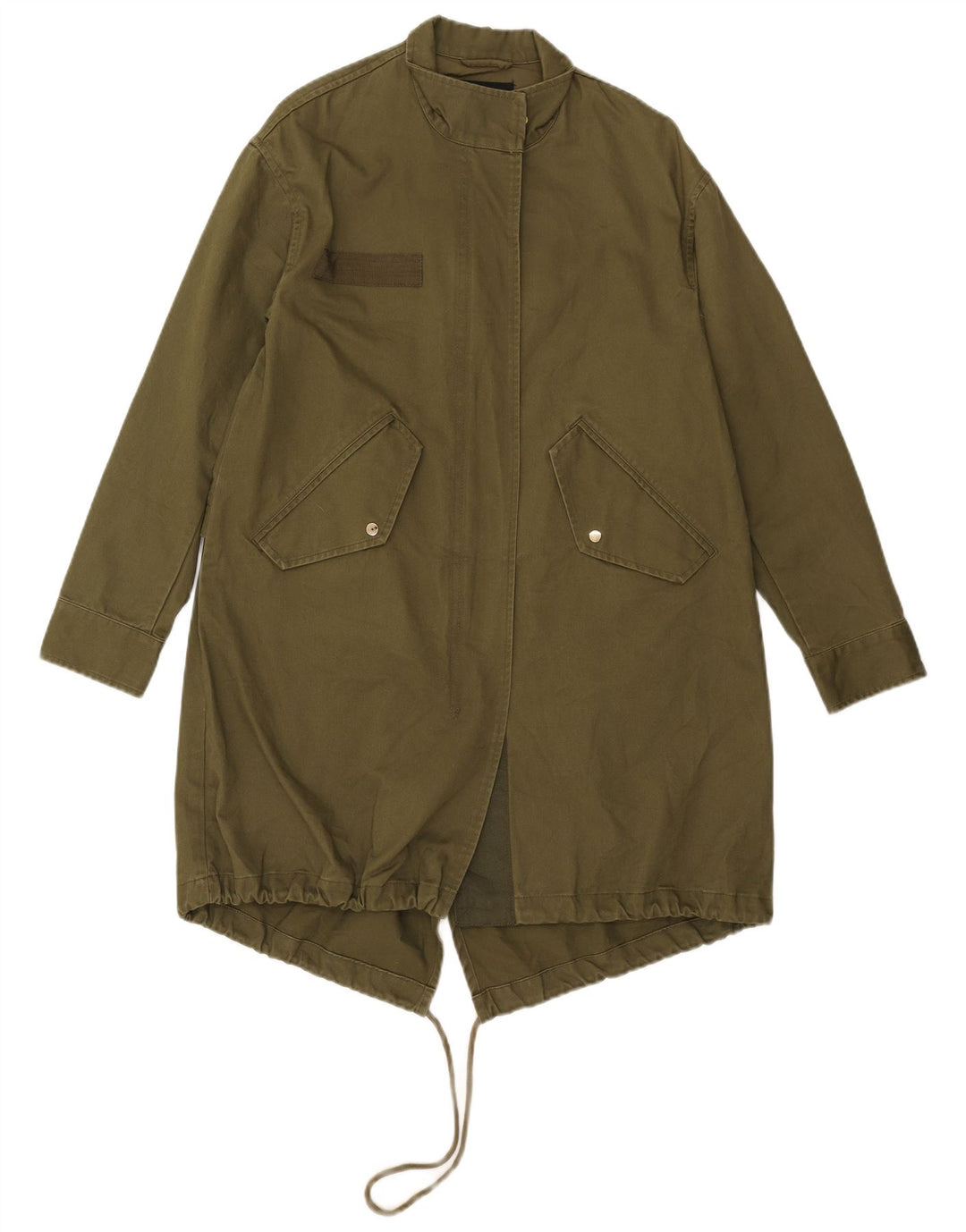 Damska kurtka parka oversize Zara z grafiką UK 6 XS Khaki, kwiatowy poliester