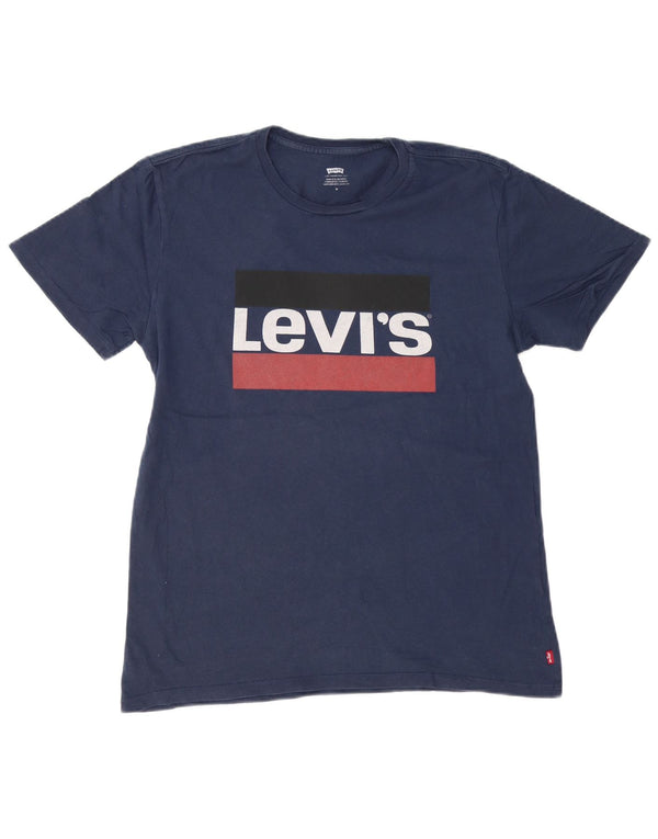 Męski T-shirt z grafiką LEVI'S, średni, granatowy