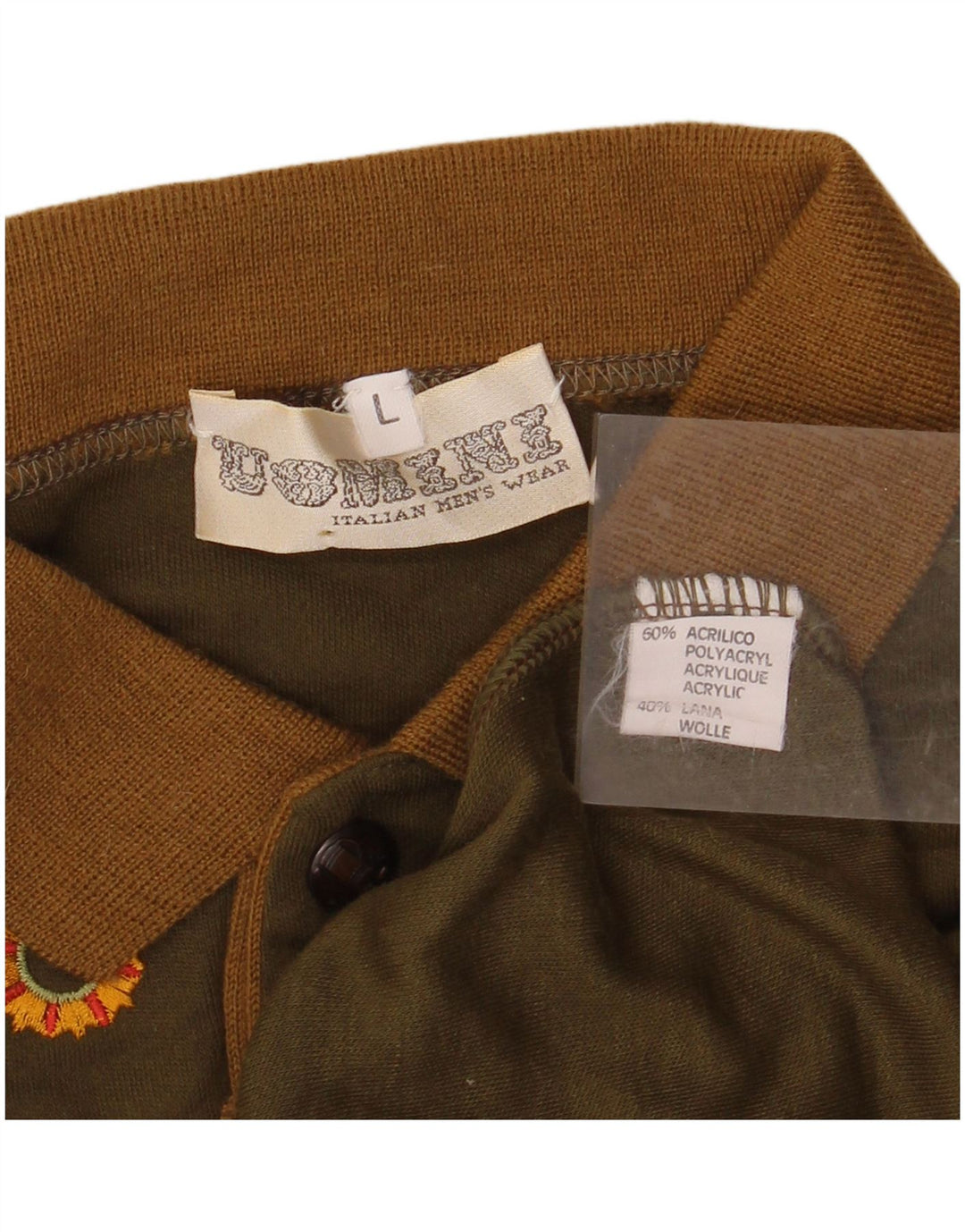 Męski sweter z golfem w stylu VINTAGE, duży akryl w kolorze khaki