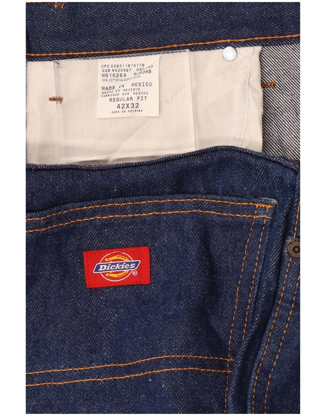 Męskie proste dżinsy DICKIES o regularnym kroju W42 L34, niebieska bawełna