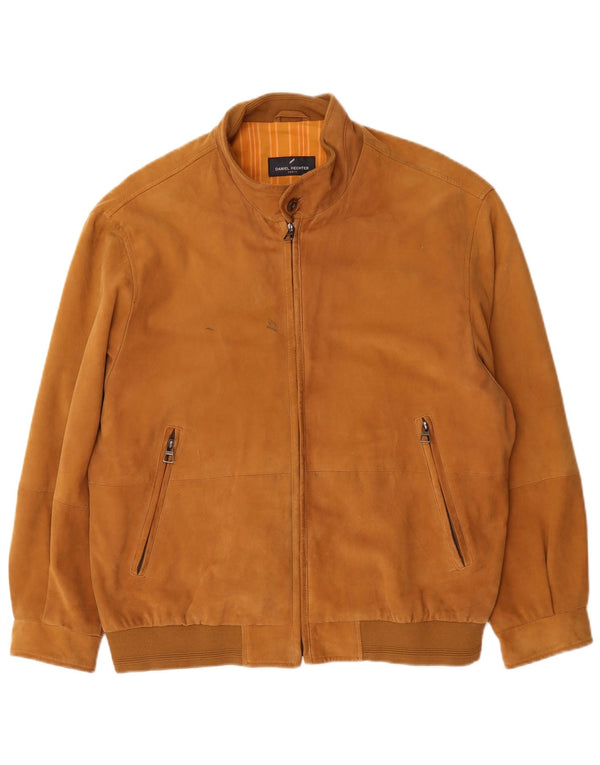 Męska zamszowa kurtka bomber Daniel Hechter UK 40, duża brązowa skóra