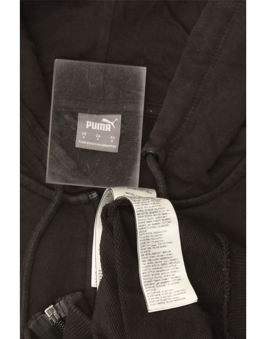 Damski sweter z kapturem i zamkiem błyskawicznym PUMA UK 10, mały, czarny, bawełniany