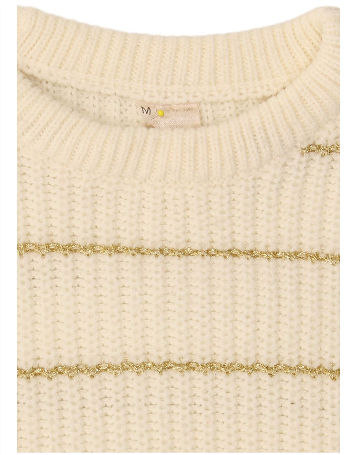 Sweter damski VINTAGE z okrągłym dekoltem UK 14 w średnie białe paski